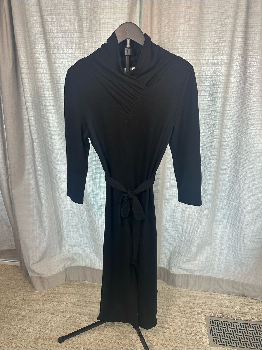 Calvin Klein Black Long Sleeve Wrap Tie Dress